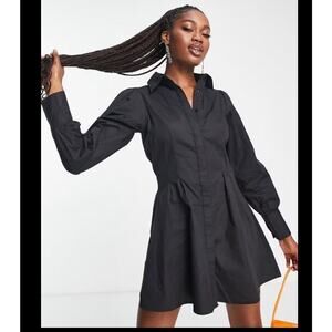 In The Style X Pierre Sian Utility Dress In Black Button Up Size 12